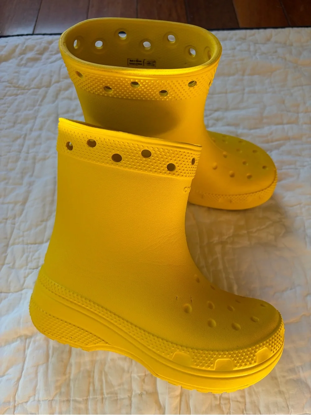 Kids Yellow Waterproof Crocs Rain Boots
